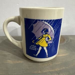 Morton Salt Girl Coffee Cup Mug Tea Retro 1968 When it Rains it Pours